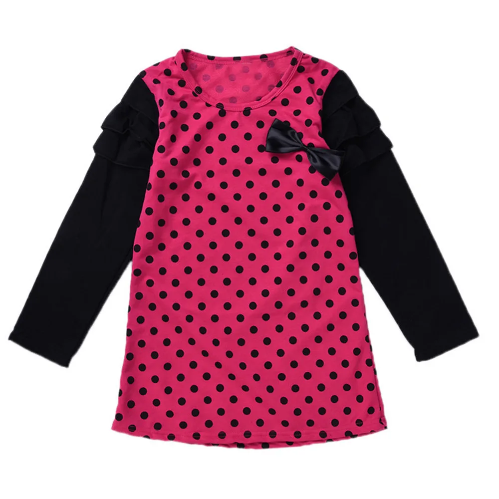 Fashion hot autumn and winter dress girl wave point princess dress baby girl polka dot bow princess dress платье для девочки 40