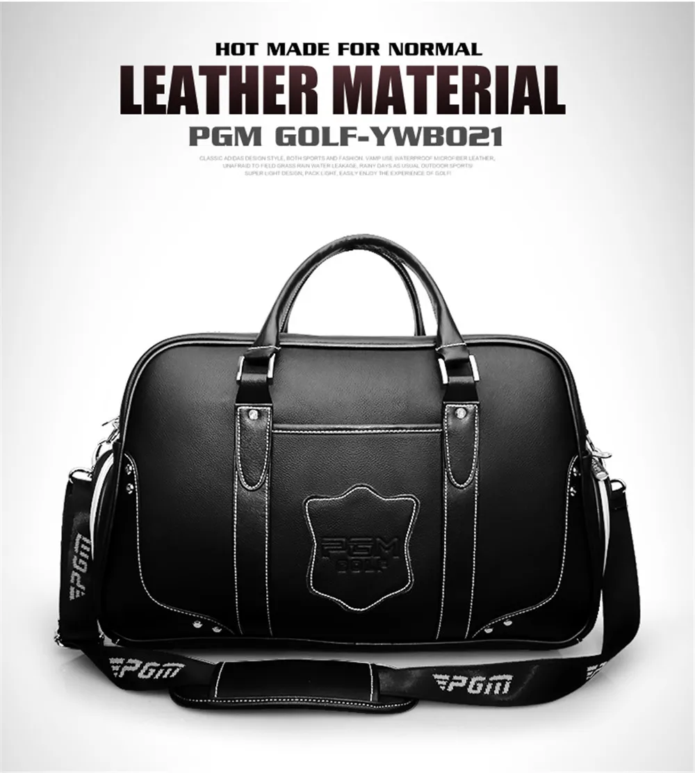 PGM New Large Capacity Leather Golf Bag Golf Clothing Bag Waterproof Golf Shoes Bags Double Layer Sports Handbags YWB021