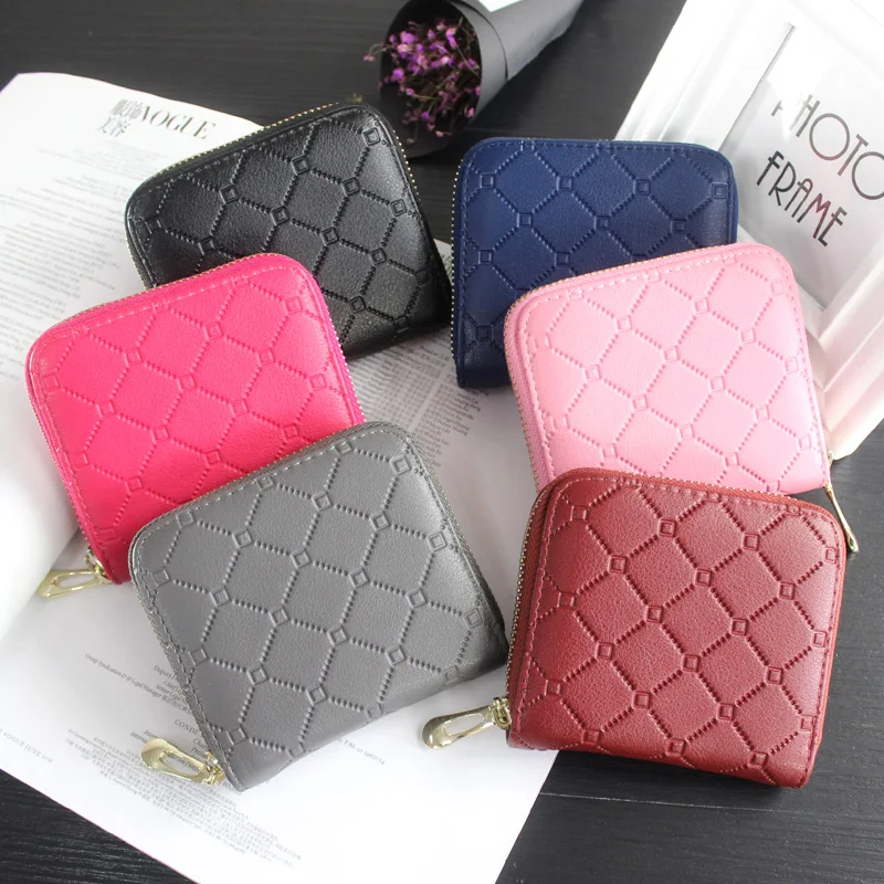 Pu Plaid Zipper Short Women Wallet 2019 Money Bag Designer Purse Female Retro European American Fashion Card Small | Багаж и сумки