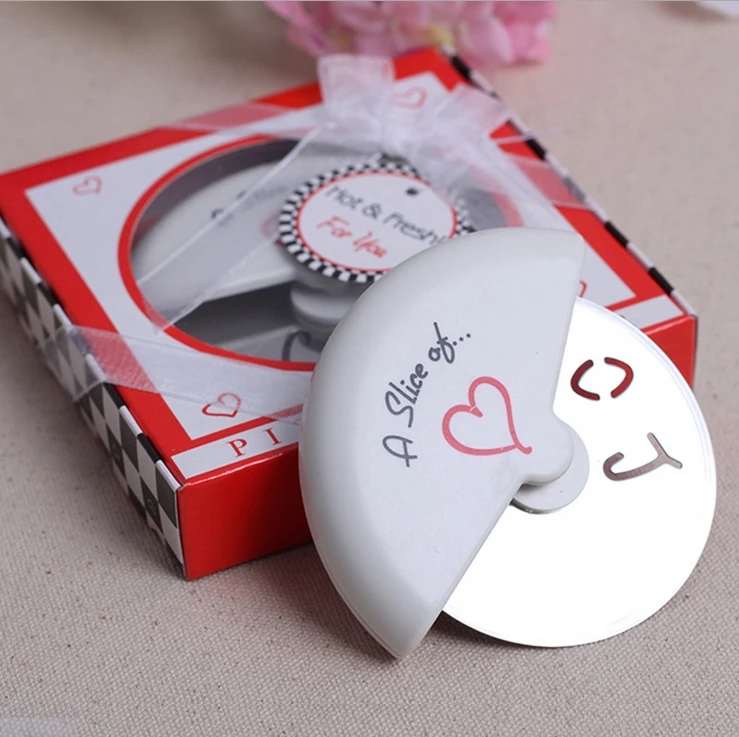100pcsWedding Сувениры и подарки Кусочек любви резак для пиццы свадебные принадлежности вечерние подарки для гостей Подарочная коробка подарки
