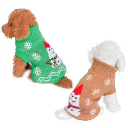 XS/S/M/L/XL/XXL Рождественский наряд для собак свитер со снеговиком теплая одежда для домашних животных на осень и зиму