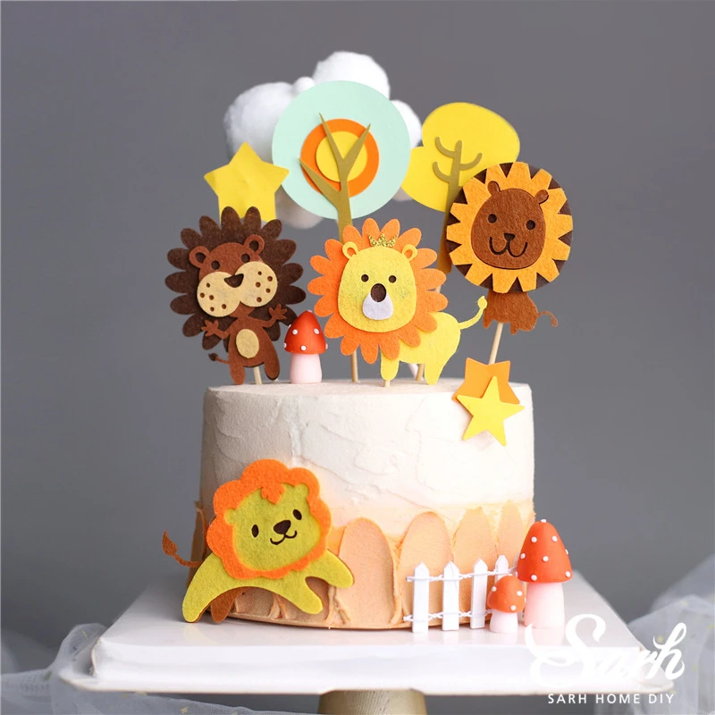 Decoration De Gateau En Feutre En Forme De Lion En Forme D Arbre Etoile En Argile A Champignons Pour Fete D Anniversaire Fournitures De Patisserie Cadeau D Anniversaire Pour Bebe Aliexpress