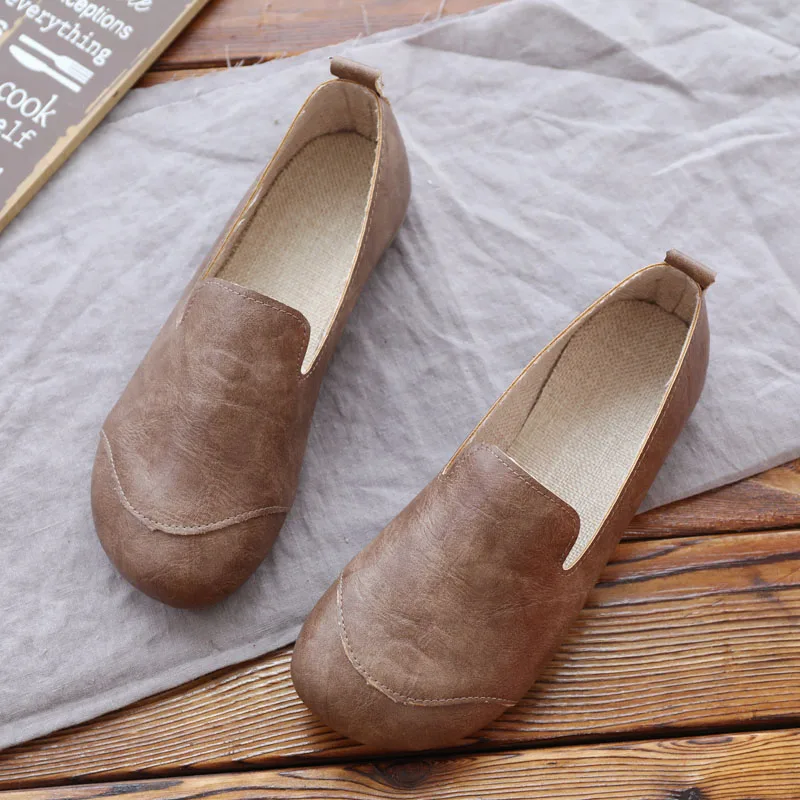 Soft bottom single shoes female new wild flat bottom shallow mouth grandma shoes peas shoes