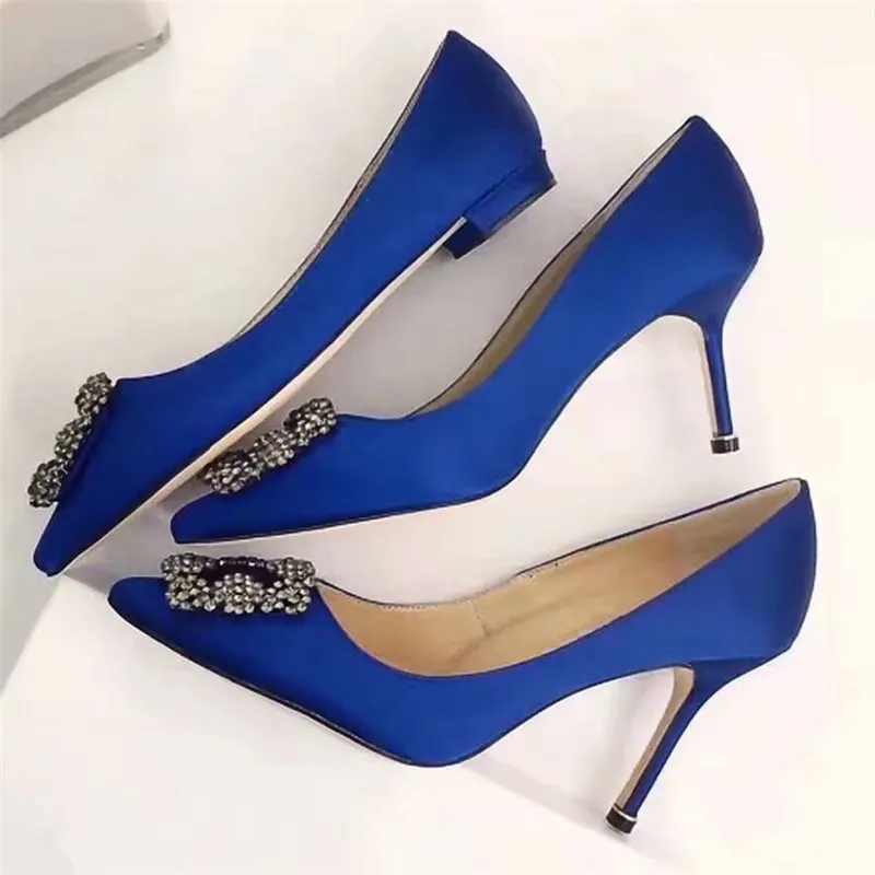 

Crystal Buckle Pumps Ladies Luxury Brand Pointed Toe Slip on High-heeled Shoes Woman Spring Autumn Thin High Heel Pumps Wemen