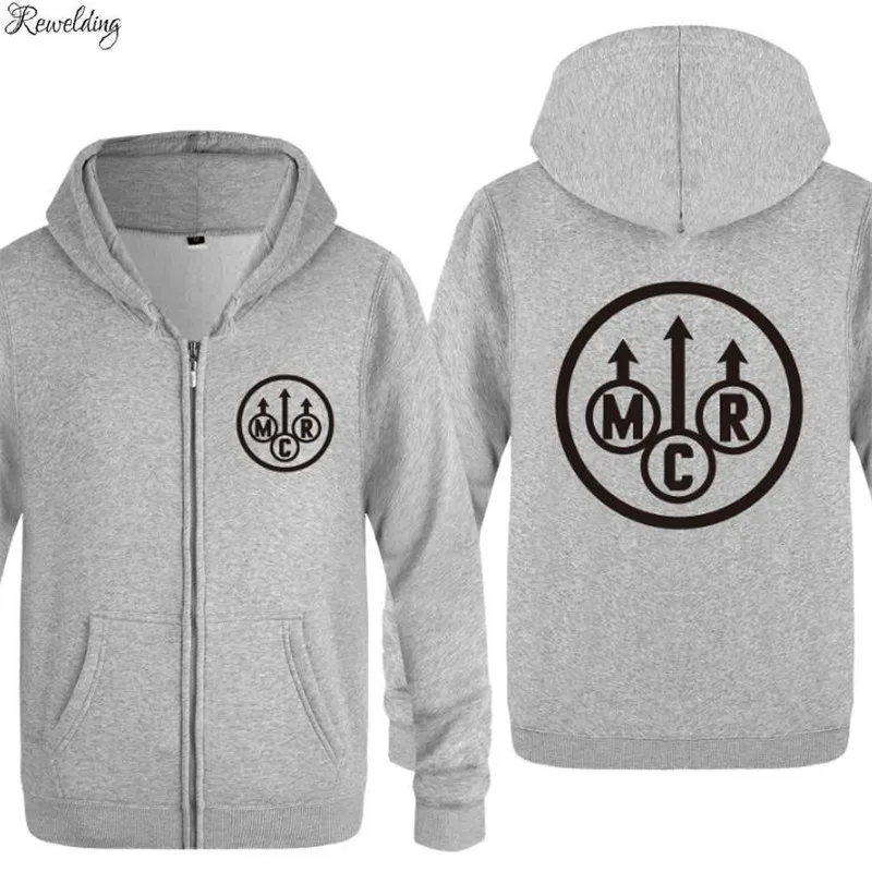 Mens Hoodie My Chemical Romance MCR Print Hoodies Men Hip Hop Fleece Long Sleeve Zipper Jacket Coat Sweatshirt Skate Tracksuit | Мужская