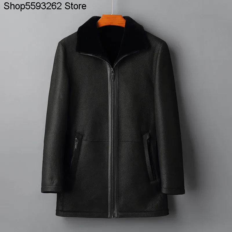 

Winter Original Ecology Fur One Piece Coat Male Medium Length Money Leather Coat Keep Warm Sheep Shearing Fur Coat