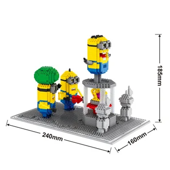 

Hot America cartoon figures minion micro diamond block scenes building bricks nanobricks diy model toys for kids gifts