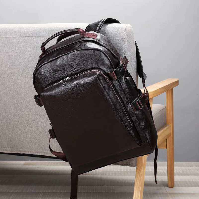 2020 новый мужской рюкзак кожаный модный женская сумка для ноутбука большая