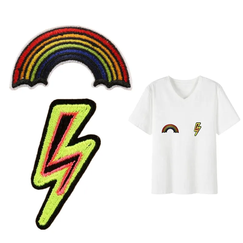 

Embroidery patch rainbow Iron on patches for clothing womens flash parches ropa naszywki na ubrania lovely boy clothes stickers