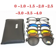 Поляризованные солнцезащитные очки в круглой оправе с заклепками, готовые очки для близорукости, оптические очки, магнит, 5 клипов, солнечные очки близорукость, очки 2205