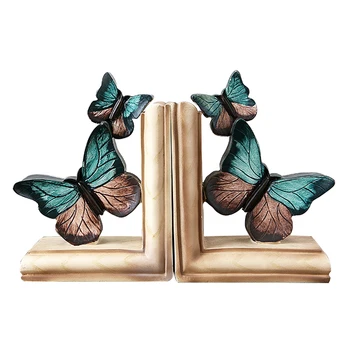 

VINTAGE BLUE BUTTERFLY BOOK STAND ORNAMENT CREATIVE AMERICAN RETRO RESIN BOOK SHELF FIGURINES CRAFTS HOME OFFICE DECORATION GIFT