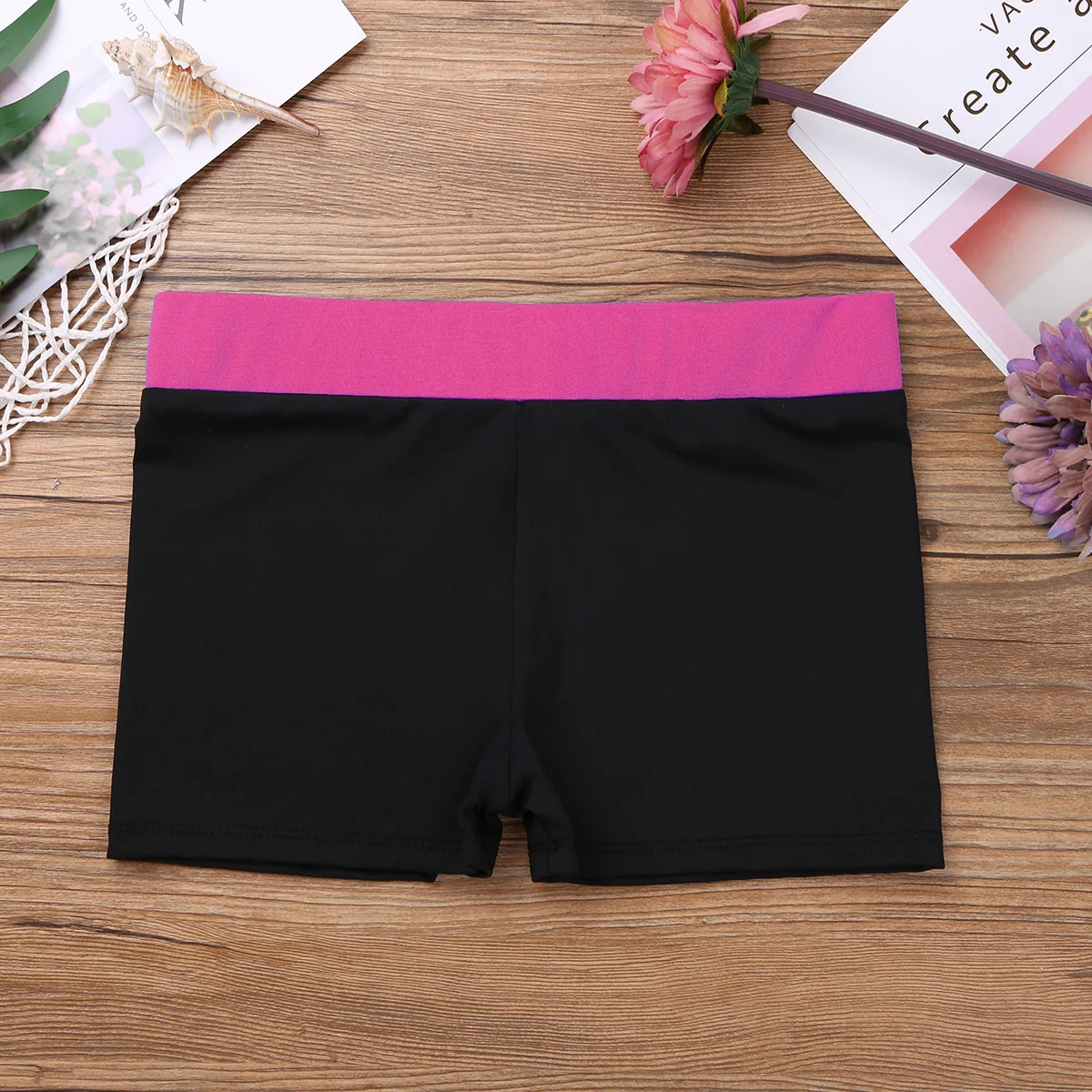 Kids Girls Sports Shorts Bottoms For Dancewear Gymnastic Workout Fitness Summer Wide Elastic Waistband Boy-cut Shorts Activewear kids shorts
