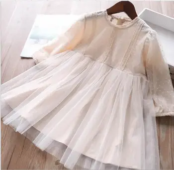 

Spring Elegant Girls Dots Mesh Long Sleeve Princess Dress Baby Girl Party Tutu Dresses Kids Clothing Wholesale