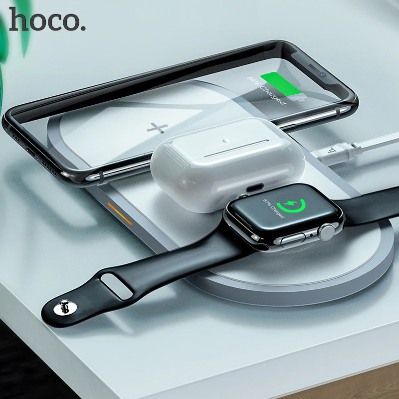 Беспроводное зарядное устройство HOCO 3 в 1 для iphone 11 Pro X XS Max XR Apple Watch 5 4 2 Airpods быстрая