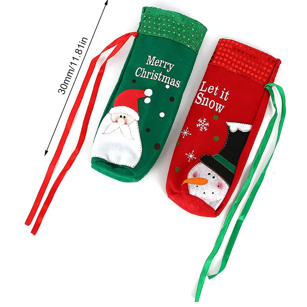 Christmas Decorations Christmas Decoration Wine Bottle Set Gift Bag Santa Snowman Sequins Red Wine Bottle Bag