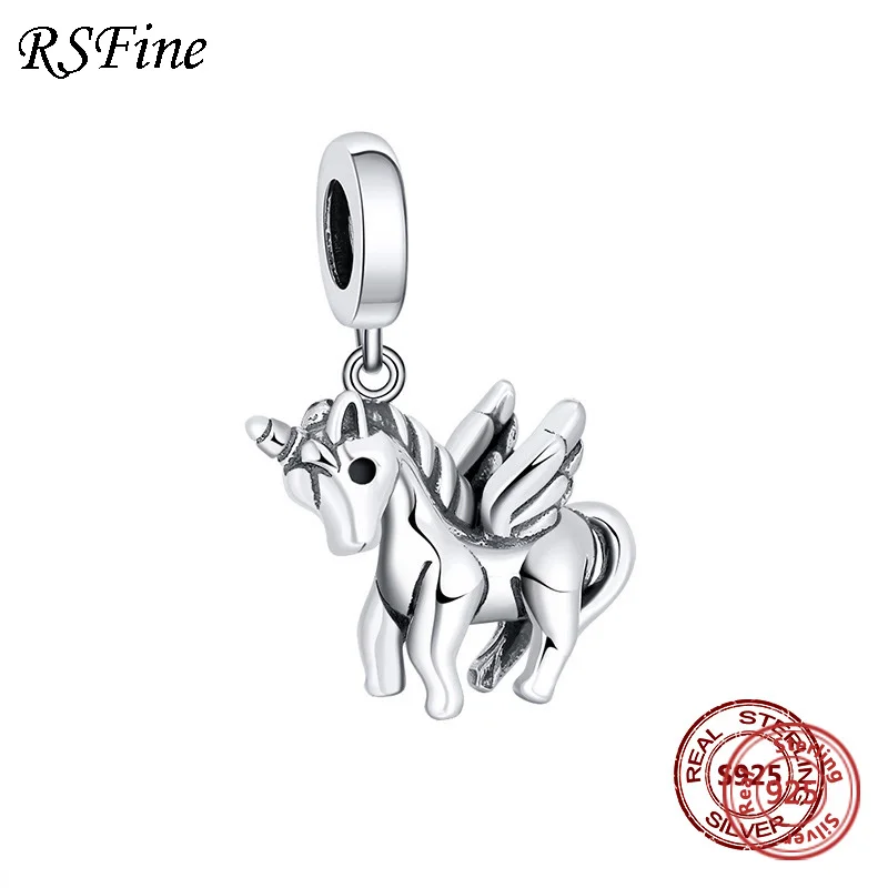 

Unicorn Bead 925 Sterling Silver Cute Fit Pandora Original Bracelet Little Horse Charms Pendant for Women Fine Jewelry Diy