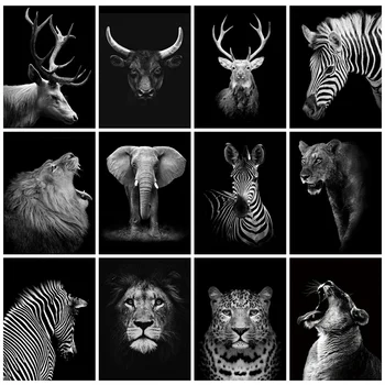 

HUACAN Full Drill Diamond Painting Elephant Home Decor Mosaic Black And White Animal Diamond Art Embroidery Handmade