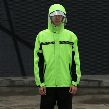 

Motorcycle Outdoor Raincoat Rain Pants Set Thickened Raincoat Suit Regenbroek Men Waterproof Rain Jacket Portable QKR318