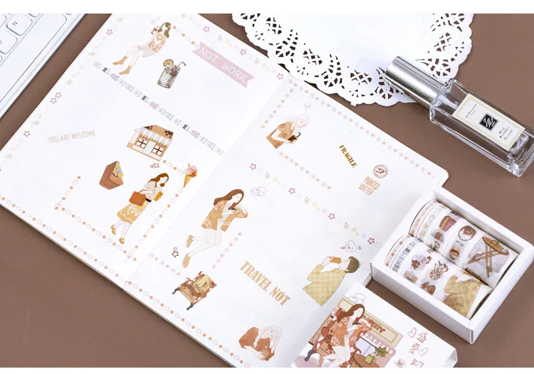 10 компл./лот мультфильм лента Washi DIY японский Бумага первая встреча серии декоративная клейкая лента малярная лента наклейки