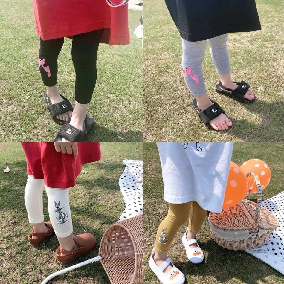 Summer Childrenswear Girls Modal Cartoon Printed Leggings Children Baby Ultra-Thin Leggings