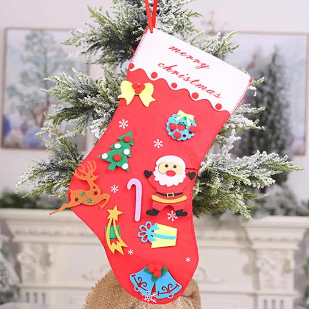

xmas Stockings Merry Christmas Santa Claus Non-Woven Stockings Candy Gift Bag Home Xmas Decor christmas gift Candy Stocking