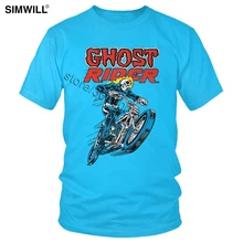 Vintage Ghost Rider camiseta marca esqueleto motocicleta camiseta cráneo ciclo manga corta Camiseta algodón Harajuku verano Tee regalo