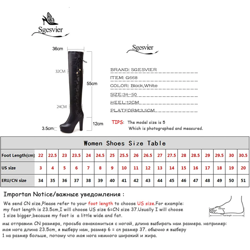 Sgesvier/Новинка года; модные ботфорты выше колена; теплые осенне-зимние сапоги на шнуровке с круглым носком; обувь на толстом высоком каблуке; G668