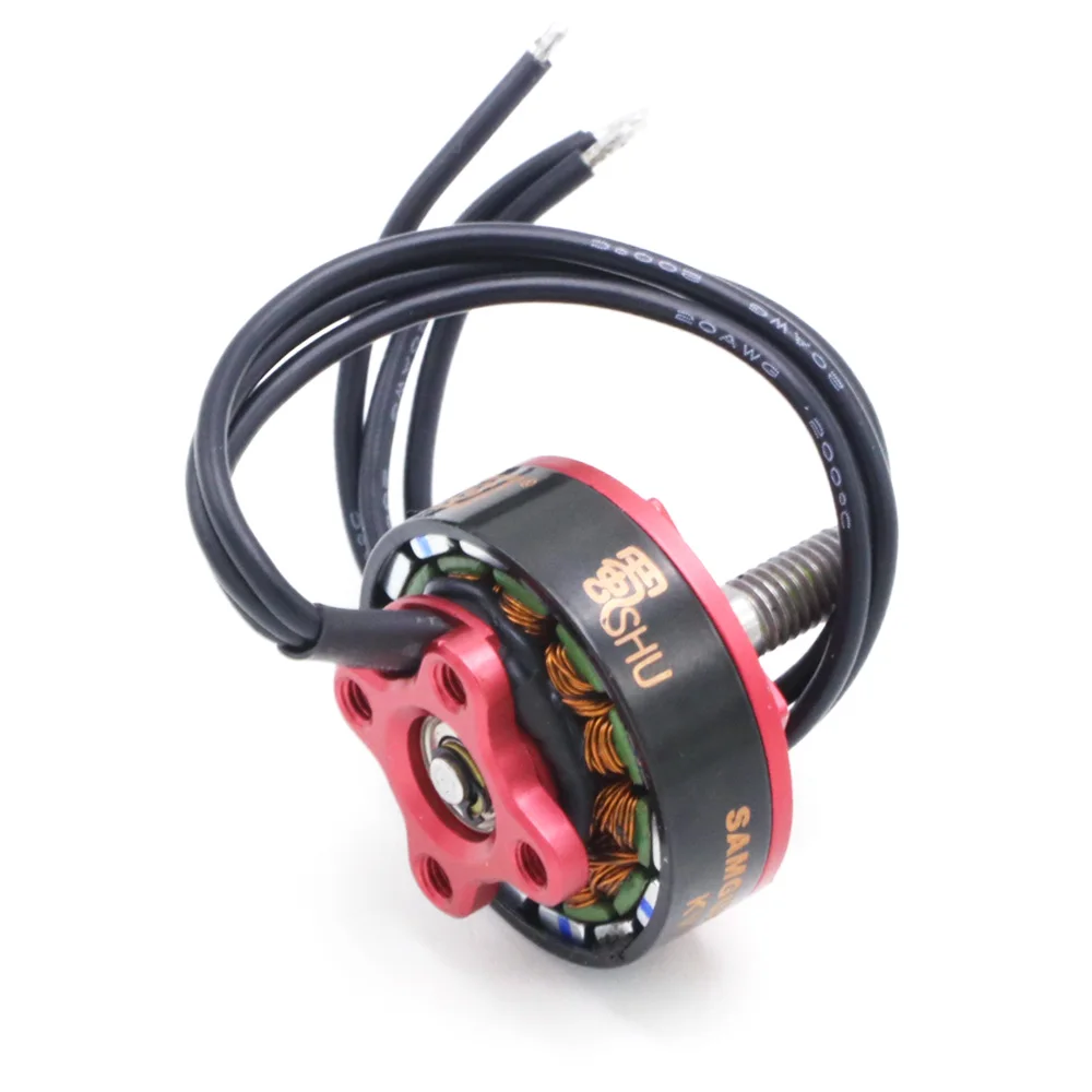 Moteur brushless Shu 2306 pour drone FPV, comparé à une pièce de monnaie pour l'échelle