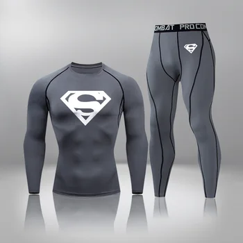 

Winter Men's Thermal Underwear Superman Long Sleeve Fitness Tights Sportswear Compression Elastic Track and Field Clothing men