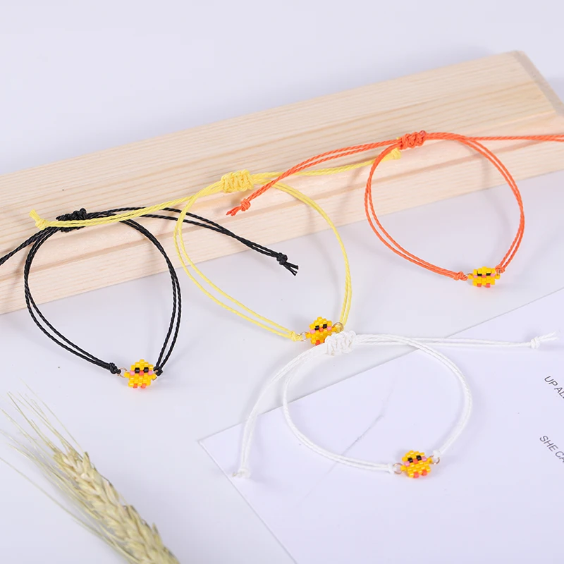 

G.YCX Cute Animal Lucky Red Wax Bracelets for Couple Kids Delica Miyuki Beads Little Yellow Duck Bracelets Bileklik Summer Gifts