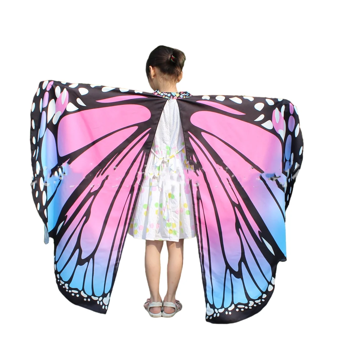 Châle en Tissu Doux avec Ailes de Papillon pour Enfant, Accessoire de Costume de Nymphe, Pixie, Déguisement pour Fille, Imprimé Coloré