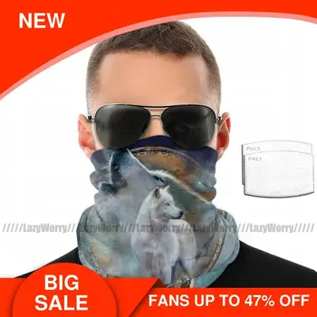 

White Wolf Mouth Face Mask Dream Catcher Facial Mask Polyester with Filters Adult Pretty Mask