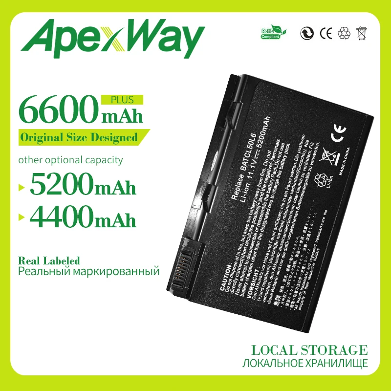Apexway ноутбука Батарея для acer 5102 5103 3100 3690 5515 5630 BATBL50L6 50L8H BATCL50L6 5680 5100 9120 9800 9810 5650 BATBL50L4