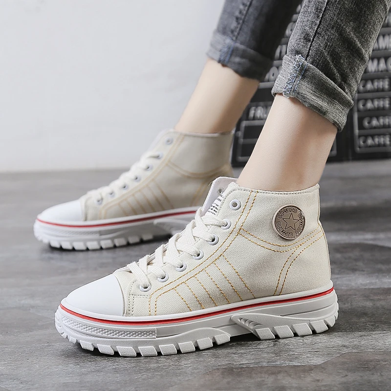 

New 2020 High Quality Spring Shoes INS Harajuku Breathable Platform Ladies Casual Sneakers Comfortable Leisure Footwear W31-27