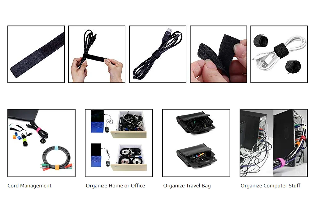 50pcs Colourful Reusable Fastening Wire Cable Ties Organizer Cord Cable Tie Rope Holder for Laptop PC TV Reusable Cable Ties