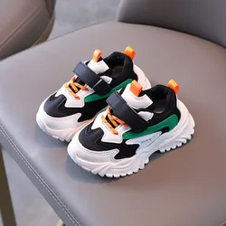 Chaussures de course en maille PU pour enfants, baskets respirantes antidérapantes à fond souple, décontractées pour bébés garçons et filles 