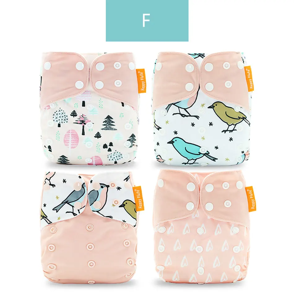 F only diaper Happyflute 4 шт./компл. моющиеся экологически чистые тканевые подгузники; регулируемый пеленки Многоразовые подгузники из ткани подходит 0-2years, на Возраст 3-15 кг для малышей - Цвет: F only diaper