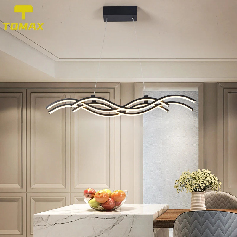 

[Remote Control]Creative Chandelier Dining Room Lamps Minimalism LED Wave Lights Dimmable with Remote Control