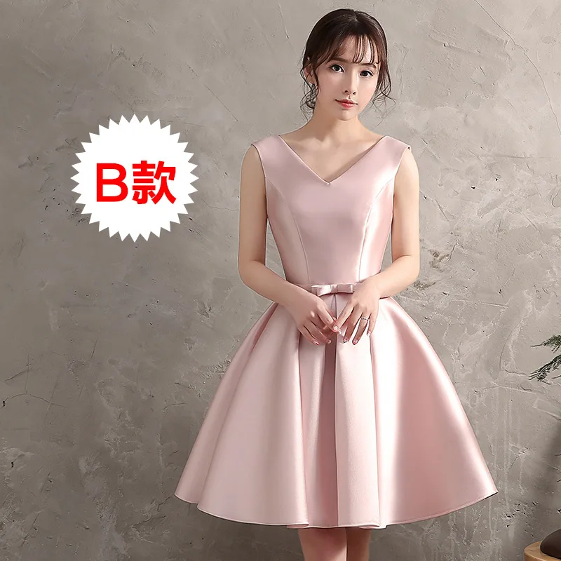 WYHS-65#Short Bridesmaid dress pink champagne Light blue Wedding Party Prom Dresses graduation gown girls wholesale customize