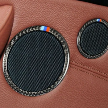 

For BMW X5 E70 X6 E71 2008-2013 Speaker Ring Trim Carbon Fiber Door Audio Decal Decor Interior Replacement