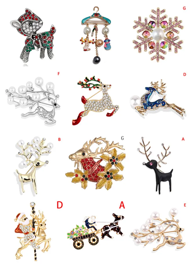 Hot Sale 1Pc Crystal Christmas Brooches Pins Cute Running Christmas Deer For Women Gift Fashion Pin Brooches Jewelry Accessories