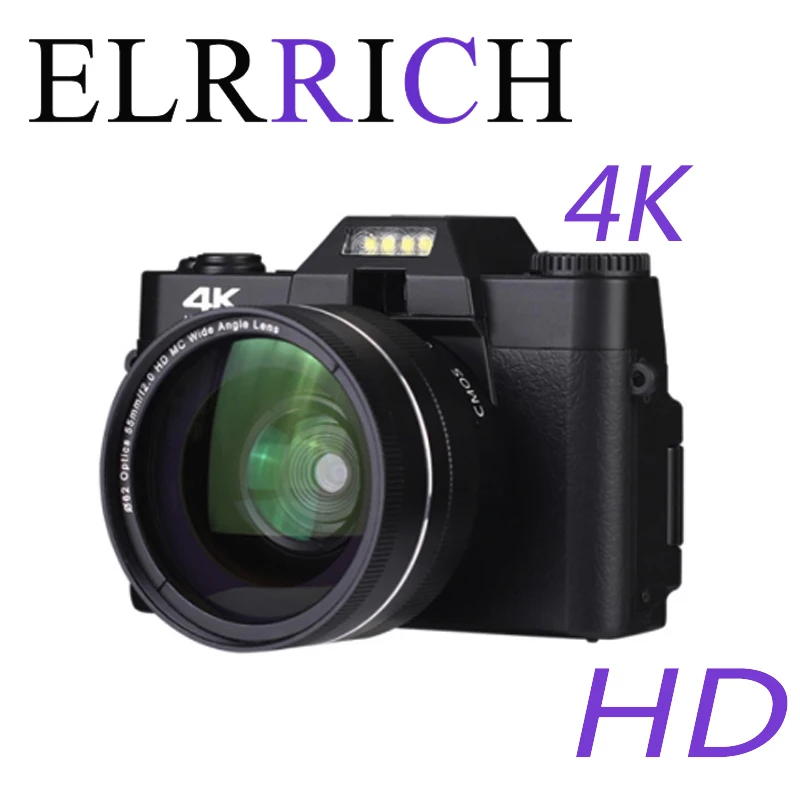 ELRRICH 2021 4K HD 16X цифровая камера Micro Single Retro с WiFi профессиональная Vlog внешний объектив