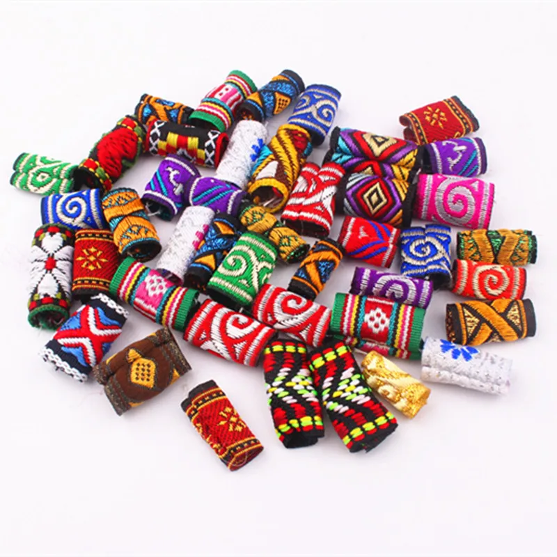 10Pcs/Lot mix fabric hair braid dread dreadlock beads rings tube approx 8-12mm hole 3