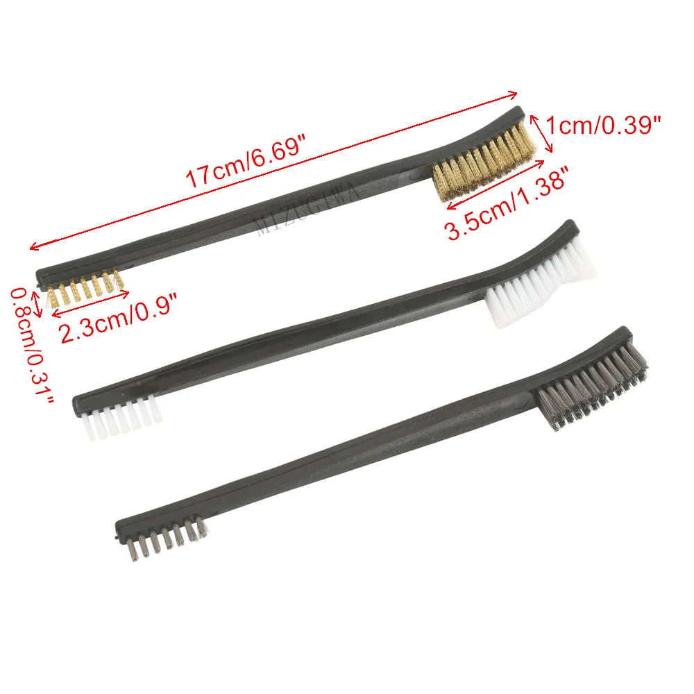 

3pcs Steel Wire Brush Double End Brushes Universal Gun Hunting Cleaning Kit Tactical Rifle Pistol Gun Cleaning Tool