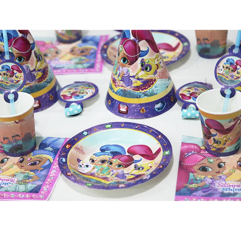 Shimmer And Shine Party Cutlery Baby Girl Sister Children Birthday Decorations Family Friends Disposable Tableware Party Shower