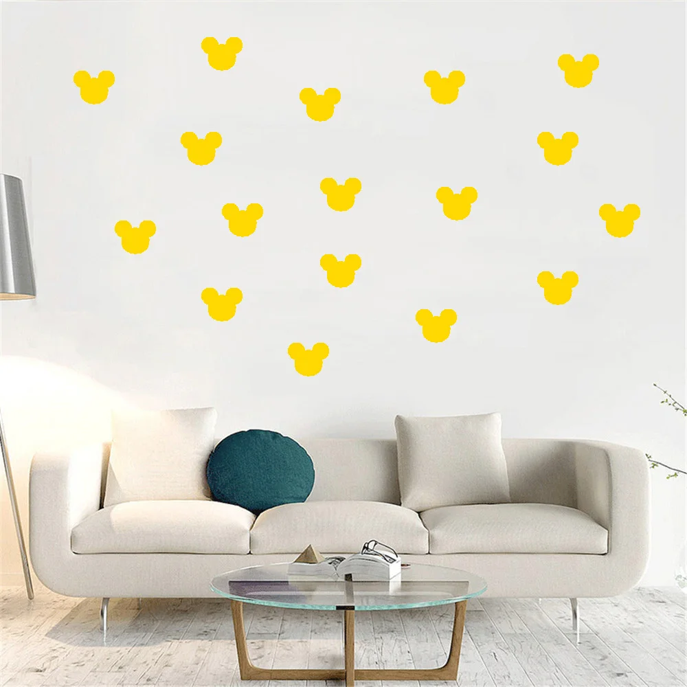 

Mickey Head Set Vinyl Wall Sticker Cups Sticker Box Removable Decals Kids Room Decor Cute Mickey Heads Wall Murals