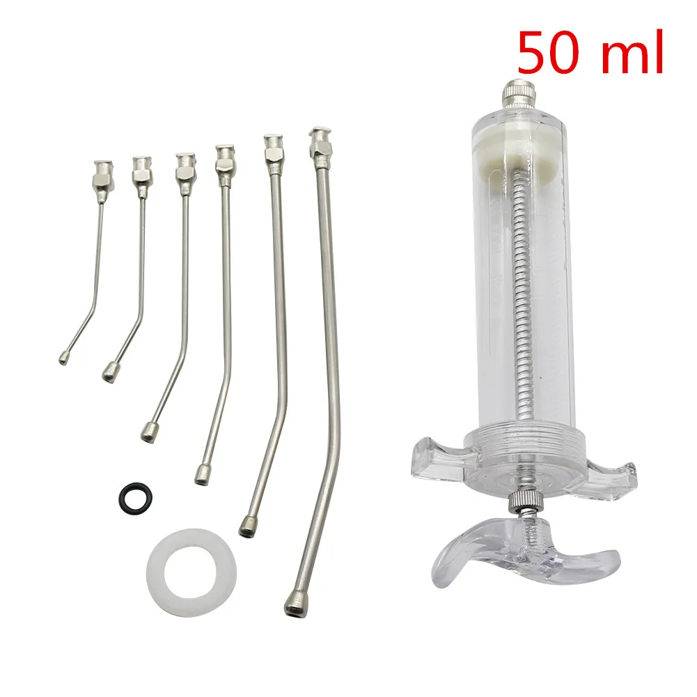 50ml kit 1 комплект, 20 мл/50 мл, шприц для кормления птиц, набор с 6 шт., изогнутые пробки, кормление птиц лекарство для кормления - Цвет: 50ml kit