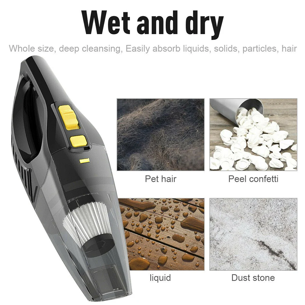 USB пылесос для сухой и влажной уборки, автомобильный беспроводной ручной перезаряжаемый домашний автомобильный пылесос, портативный 120 Вт пылесос