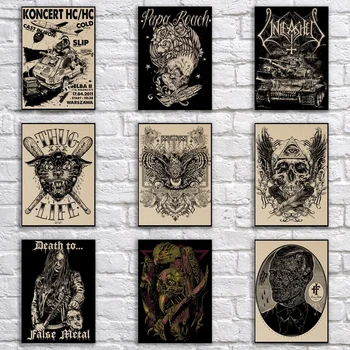 

Dark Skull Kraftpaper Poster Rafal Wechterowicz Painting Abstract Horrible Devil Fancy Wall Sticker for Coffee House Bar
