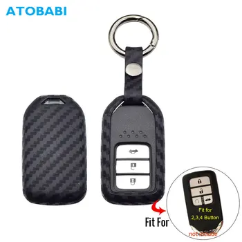 

Carbon Silicone Car Key Case For Honda Accord Civic CR-V CR-Z HR-V Pilot Smart Remote Fob Cover Pouch Keychain Protector Key Bag